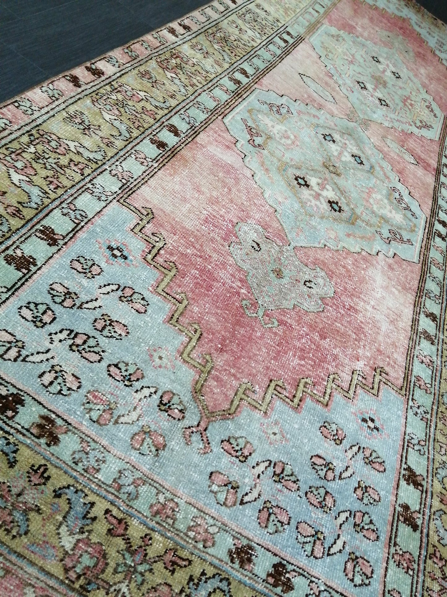 Floral Oushak Runner Rug 4.4 x 11.9 Turkish Runner Rug Vintage Runner Rug Hallway Runner Rug Kitchen Runner Rug Antique Wool Runner Rug