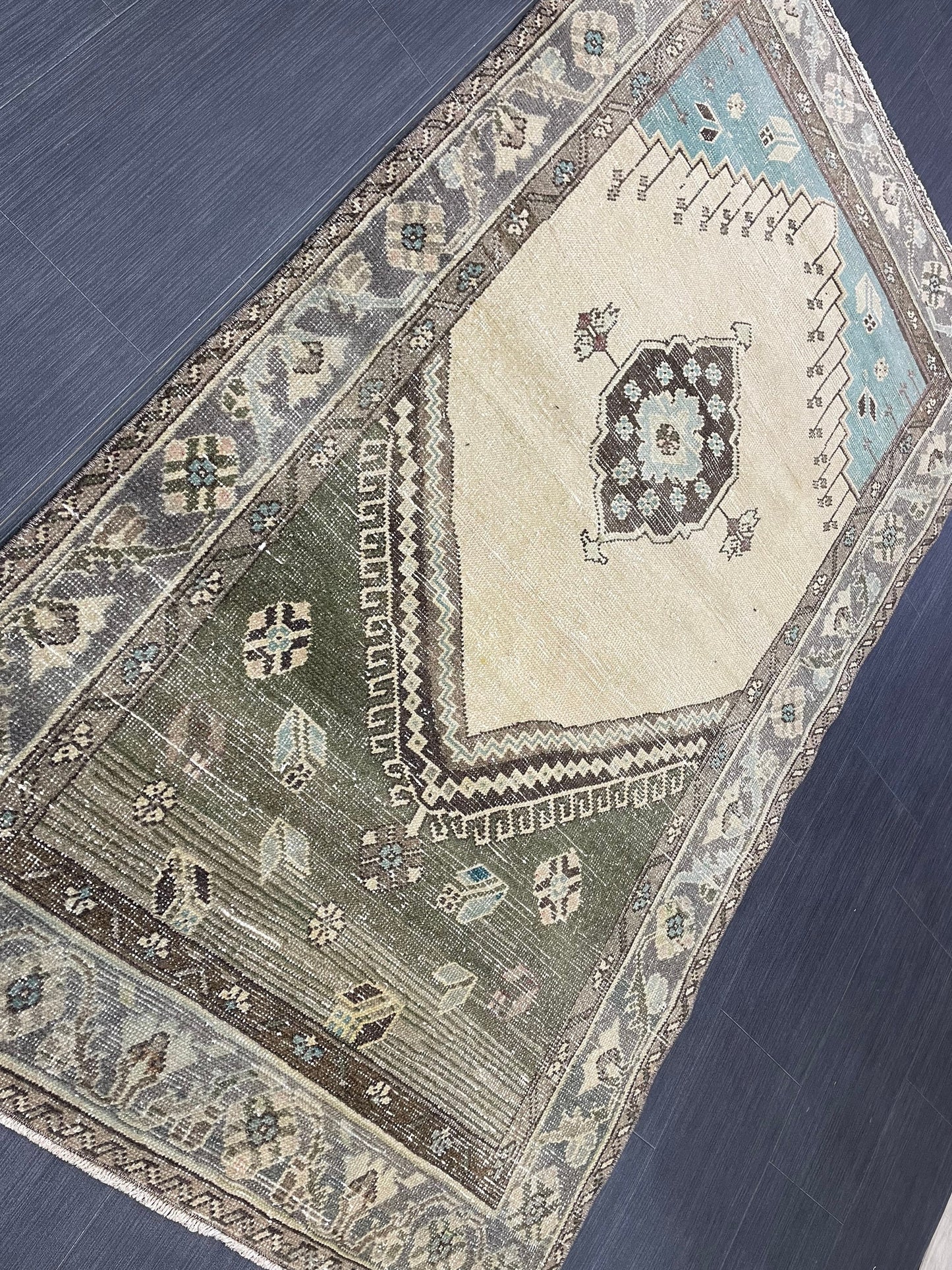 Handmade Turkish 3.5 x 6.2 Rug Handmade Rug Turkish Rug Hand Knotted Rug Muted Oushak Rug, Farmhouse Rug, Vintage Rug, Wool rug