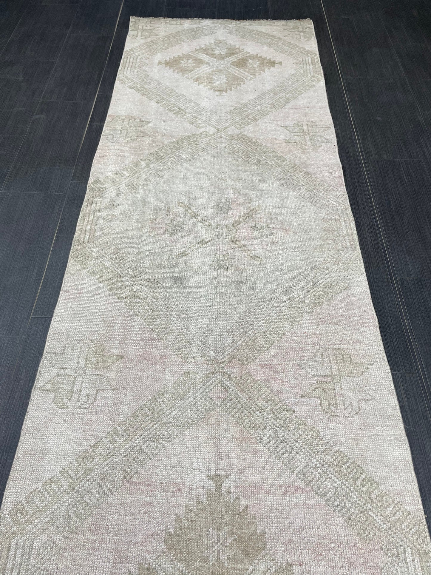 Muted Oushak Runner 2.7 x 13.4 Rug Turkish Runner Rug Vintage Runner Rug Long Hallway Runner Rug Kitchen Runner Rug Wool Runner