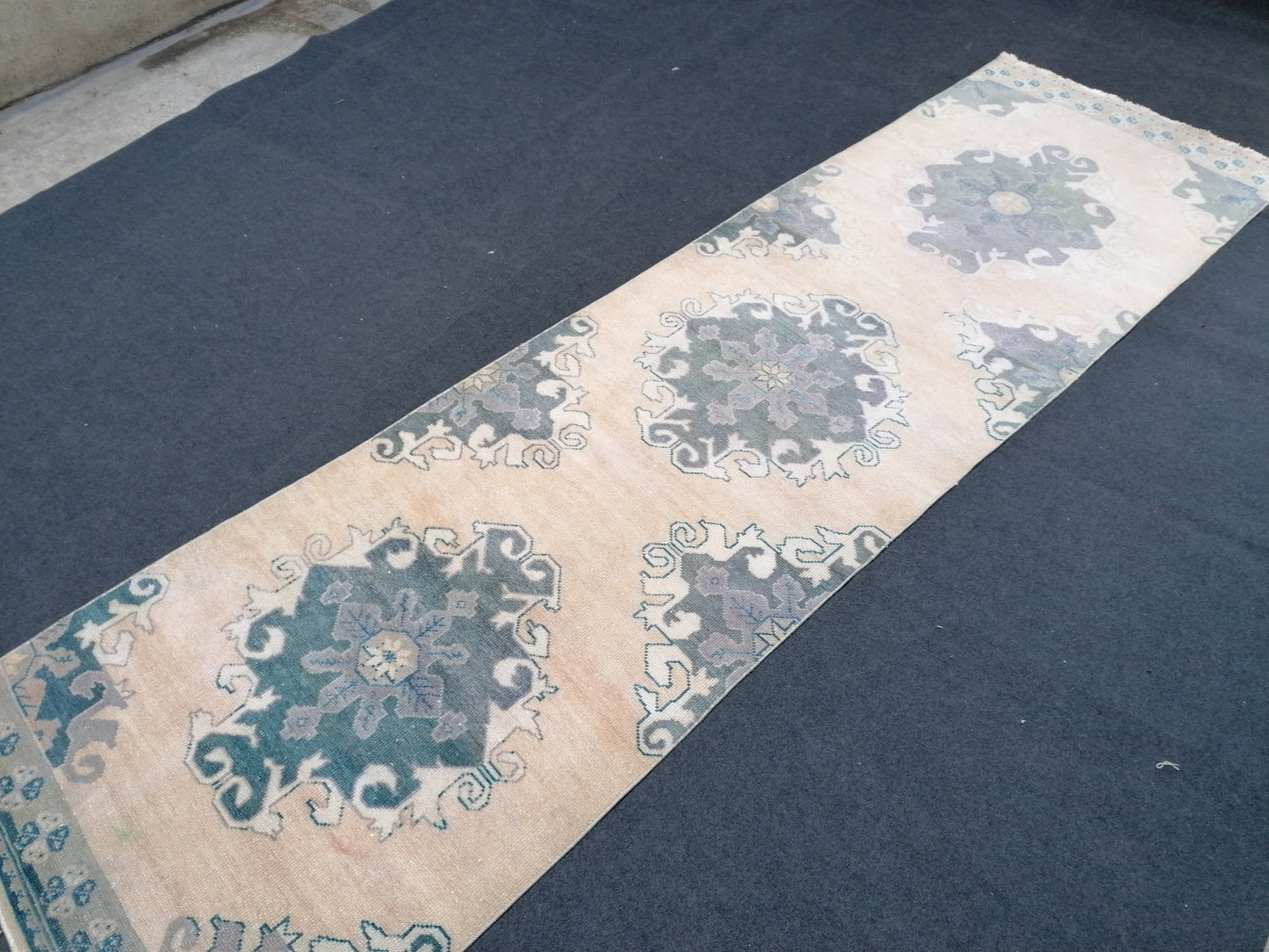 3.4 x 11.8 oushak turkish runner rug, vintage runner rug, Hand Knotted Runner - Handmade rug