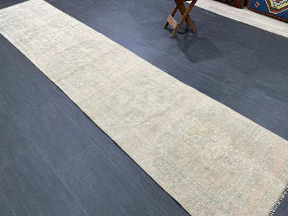 Muted Distressed Runner Rug Muted Turkish 2.3 x 10.6 Runner Rug Vintage Runner Rug Muted Hallway Runner Rug Kitchen Runner Rug Wool Runner