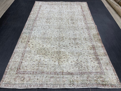 Muted Vintage Rug TURKISH Distressed Rug Vintage 5.3 x 8.7 Rug Oushak Rugs Muted Rug Turkish Oushak Rug, Vintage Oushak Rug Wool Rug