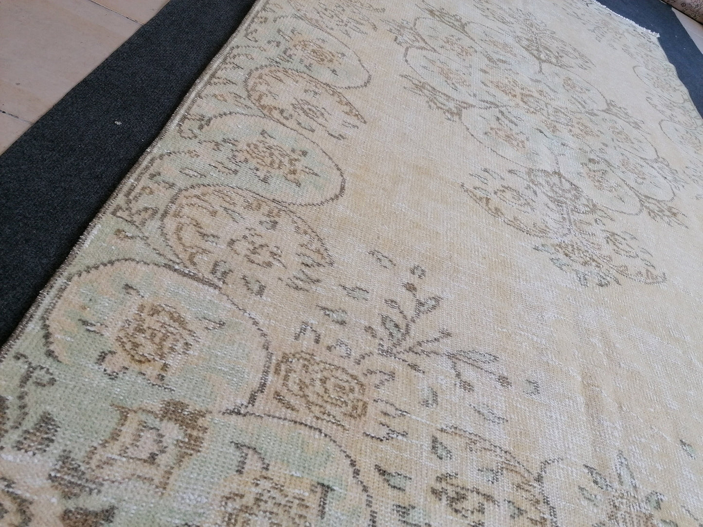 Vintage rug 8'7x5' muted wool oushak rug hand made rugs vintage turkish rug distressed rug