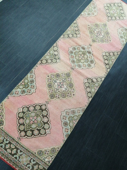 Vintage Oushak 10.2 x 2.9  Runner Rug Turkish Runner Rug Vintage Runner Rug Hallway Runner Rug Kitchen Runner Rug Wool Runner