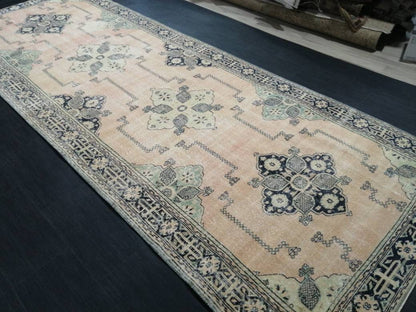 4.7 x 13 Oriental Runner Navy Oushak Runner Rug Turkish Runner Rug Vintage Runner Rug Hallway Runner Rug Kitchen Runner Rug Wool Runner