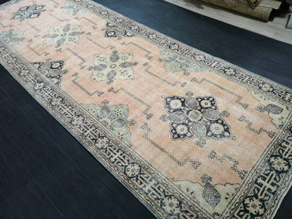 4.7 x 13.2, Oriental Runner, Oushak Runner Rug, Turkish Runner Rug, Vintage Runner Rug, Hallway Runner Rug Kitchen Runner Rug Wool Runner