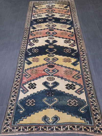 Vintage Runner RUG Navy Blue TURKISH 3x8 Rug Vintage Oushak Runner Rug Vintage Oriental Runner Rug Vintage Persian Hand Made Runner Rugs