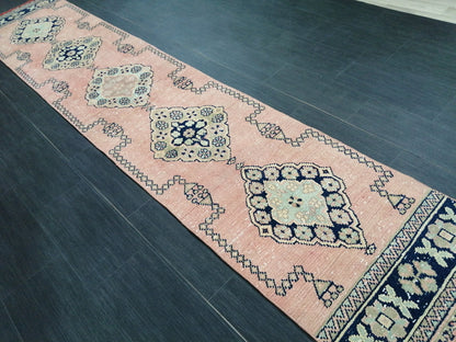 Oushak Runner Rug 2.3 x 11.7  Muted Vintage Runner Rug Hallway Runner Rug Kitchen Runner Rug Wool Runner Rug Wool Oushak Rug