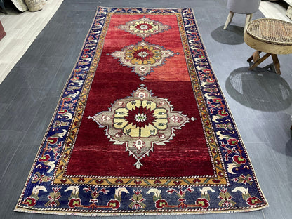 Wool Rug, TURKISH Handmade 4.5 x 9.6 Rug, Vintage Turkish Rugs, Anatolian Oushak Rug, Turkish Oushak Rug, Vintage Oushak Rug, Hand Knotted