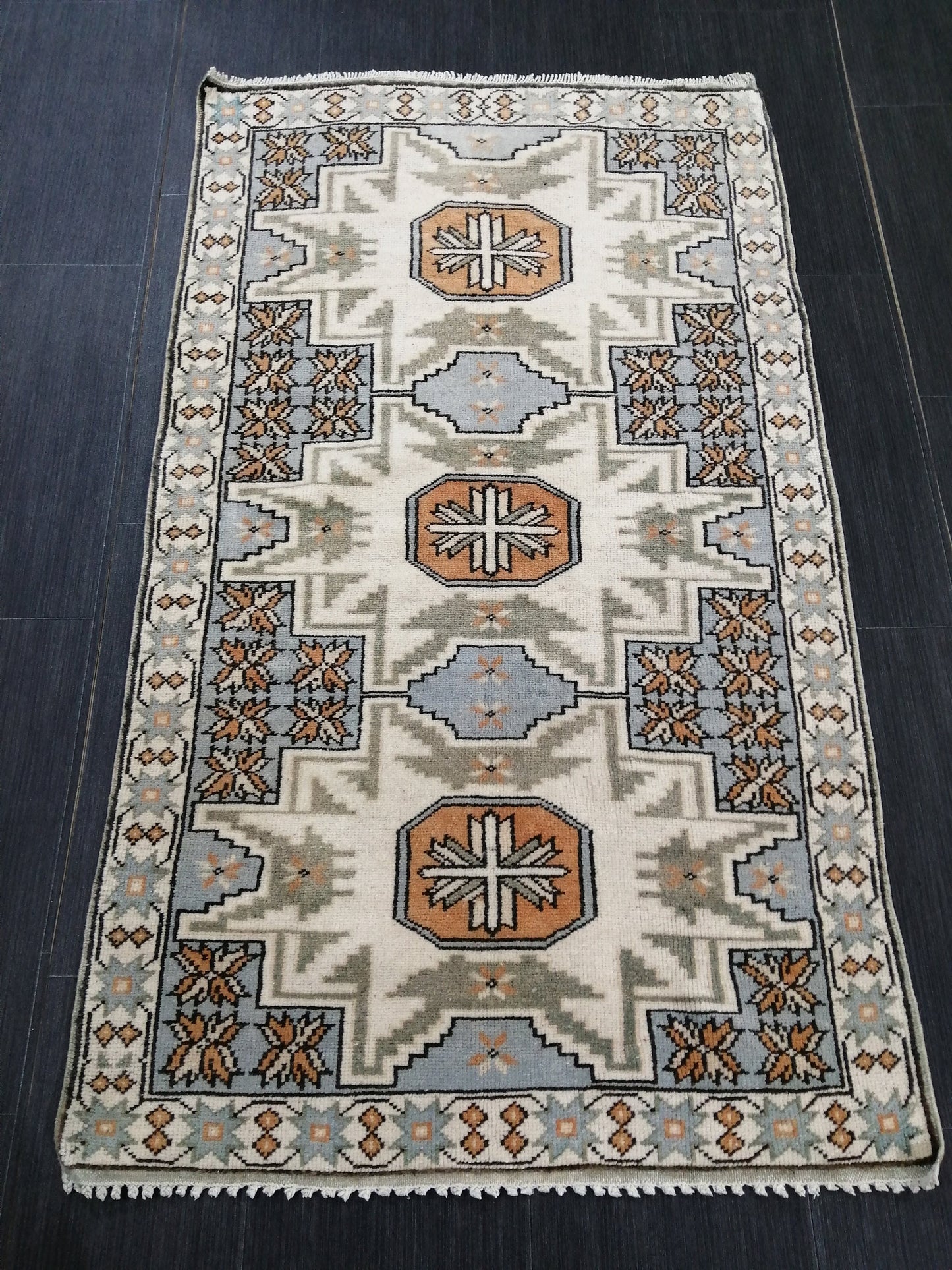 Hand Made Rugs 4.5 x 2.6 Vintage Turkish Rug OUSHAK RUG TURKISH Oushak Rug Vintage Oushak Runner Rug Small Vintage Rug