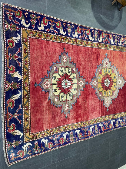 Wool Rug, TURKISH Handmade 4.5 x 9.6 Rug, Vintage Turkish Rugs, Anatolian Oushak Rug, Turkish Oushak Rug, Vintage Oushak Rug, Hand Knotted