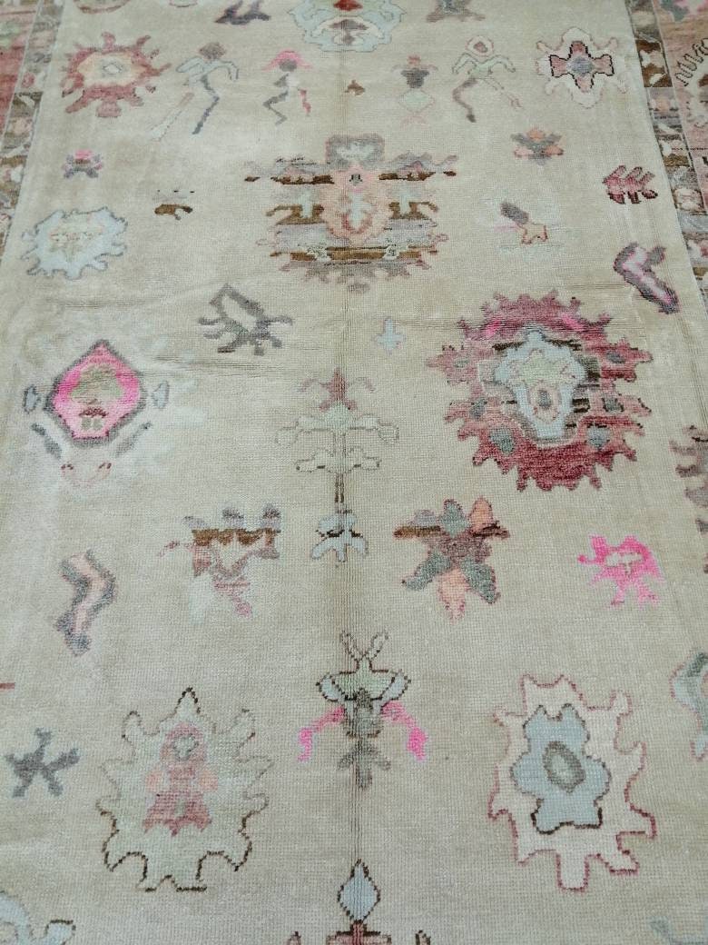 Vintage OUSHAK RUG 12 x 9 TURKISH Oushak Rug Modern Oushak Rug Vintage Rug Wool Oushak Rug Hand Made Rugs Vintage Turkish Rug