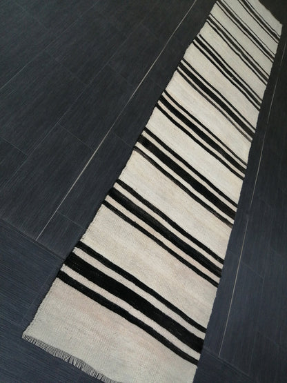 2.3 X 11 Neutral Runner Rug Turkish Flatwoven Runner Rug Vintage Runner Rug Hallway Runner Rug Kitchen Runner Rug Stripe Wool Runner
