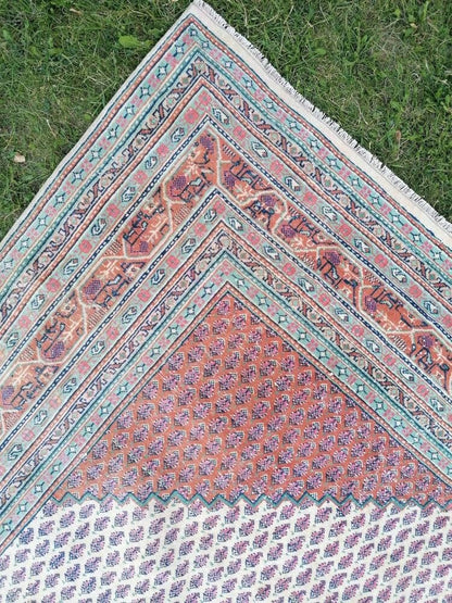 8x8 oushak wool rug, morracon rug, vintage hand made rug, living room rug kitchen rug, vintage bohemian rug