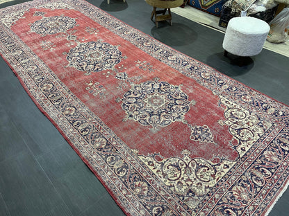 Antique Oushak Runner Rug, Turkish Runner 4.10 x 13 Rug, Vintage Runner Rug, Hallway Runner Rug, Oriental Runner Rug, Handmade Runner,