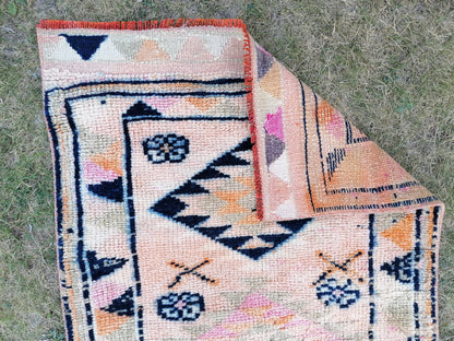 Vintage turkish runner rug, vintage runner rug, 2'9x11'9 hand made wool rug, kitchen rug, hallway runner rug,
