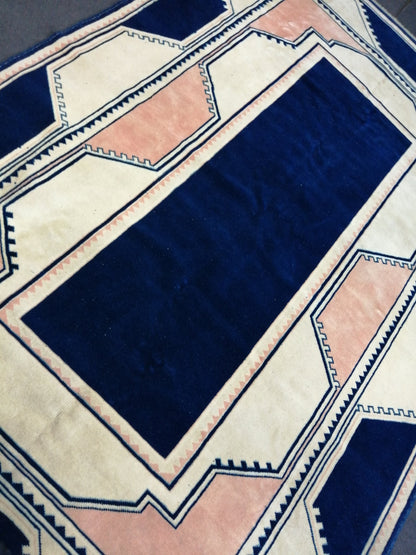 10 x 6.5 Blue Hand Made Rug Vintage Turkish  Rug,Soft wool Rug  Bohemian Rug, Living Room Rug, Oushak Rug, Hand Knotted Rug,Weaving Rug