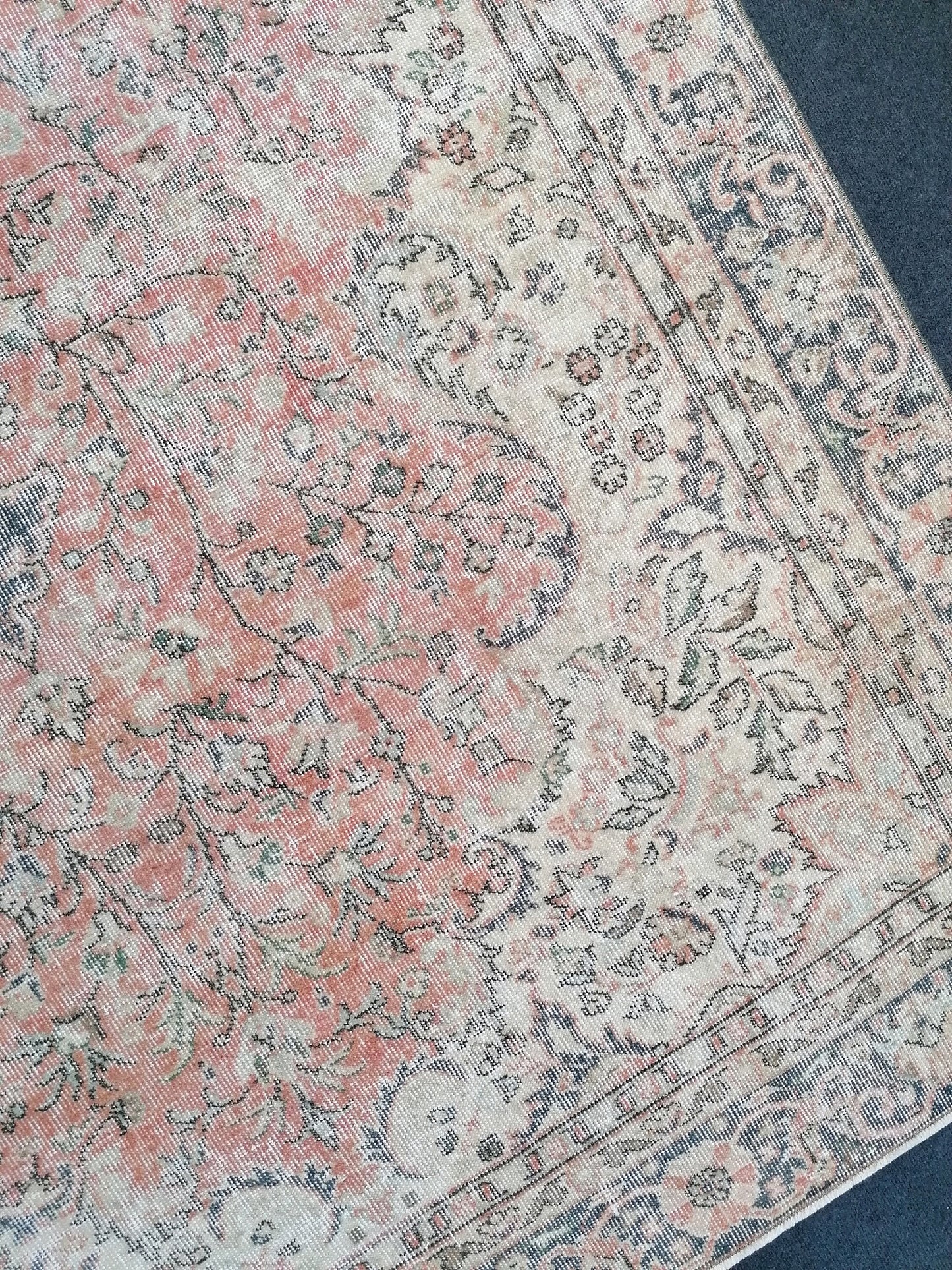 6.2 x 10.2 Neutral wool rug,  muted handmade rug, oushak rug, rustic rug, turkish rug, farmhouse rug, distressed vintage rug