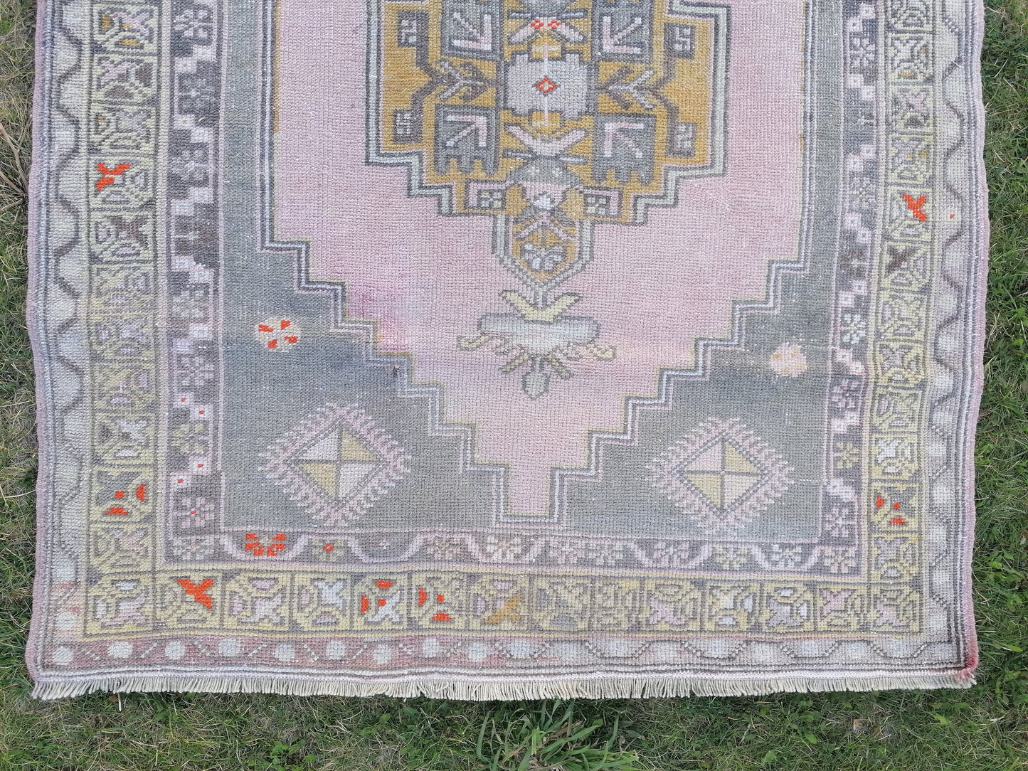 4x6.5 feet oushak turkish bathroom rug, vintage handmade wool rug, kitchen area medium size rug, living room rug, laundry rug,faded blue rug