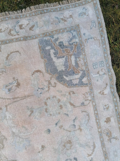 Muted turkish rug 8'2x5'4 pastel turkish rug, vintage turkish rug, oushak vintage rug, vintage anatolian hand made rug