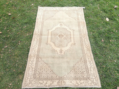 4 x 6.5 Turkısh rug green vıntage rug, vıntage turkish rug, handmade rug, distressed wool rug