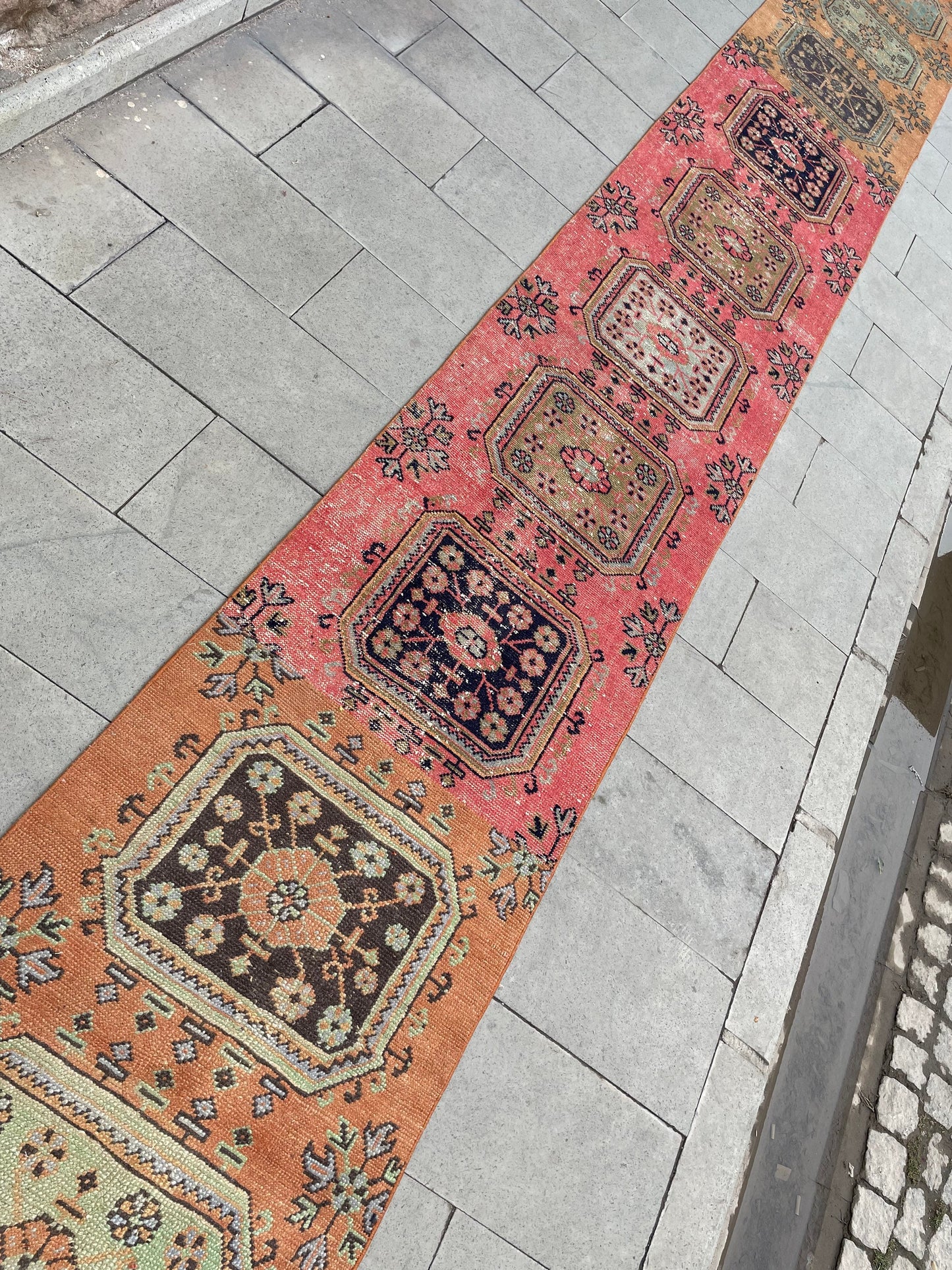 Handmade Staircase Runner Rug 2.6 x 30 ft Extra Long TURKISH Runner Rug Vintage Runner Rug Oushak Runner Rug  Runner Hand Knotted Runner