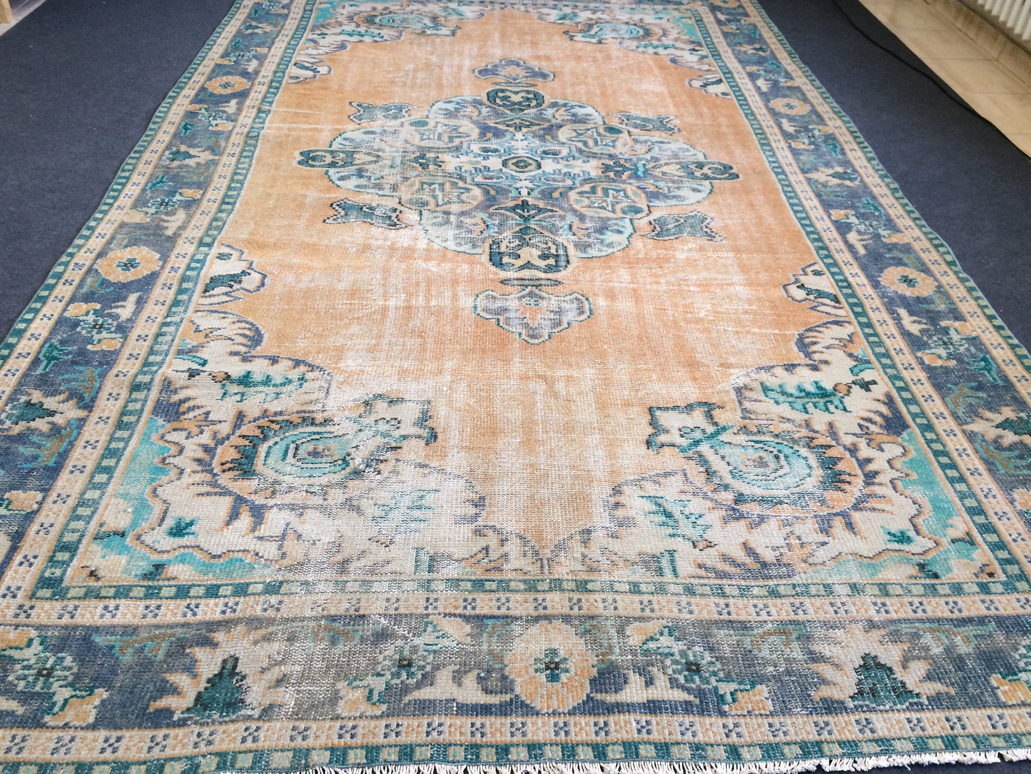 11.4 x 7 Turkish Rug Vintage Rug Oushak Rug Wool Rug