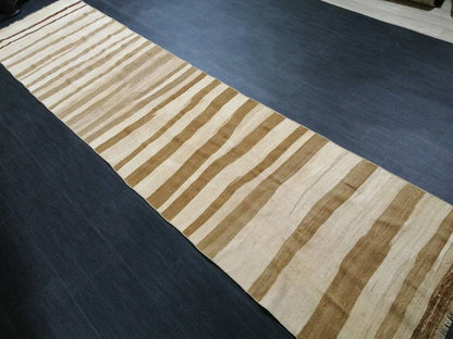 Neutral Vintage Runner rug , Neutral Flat woven Kilim Runner 11.6 x 2.7 Oriental Runner Rug, Oriental Carpet, Vintage Kilim Rug Wool Carpet