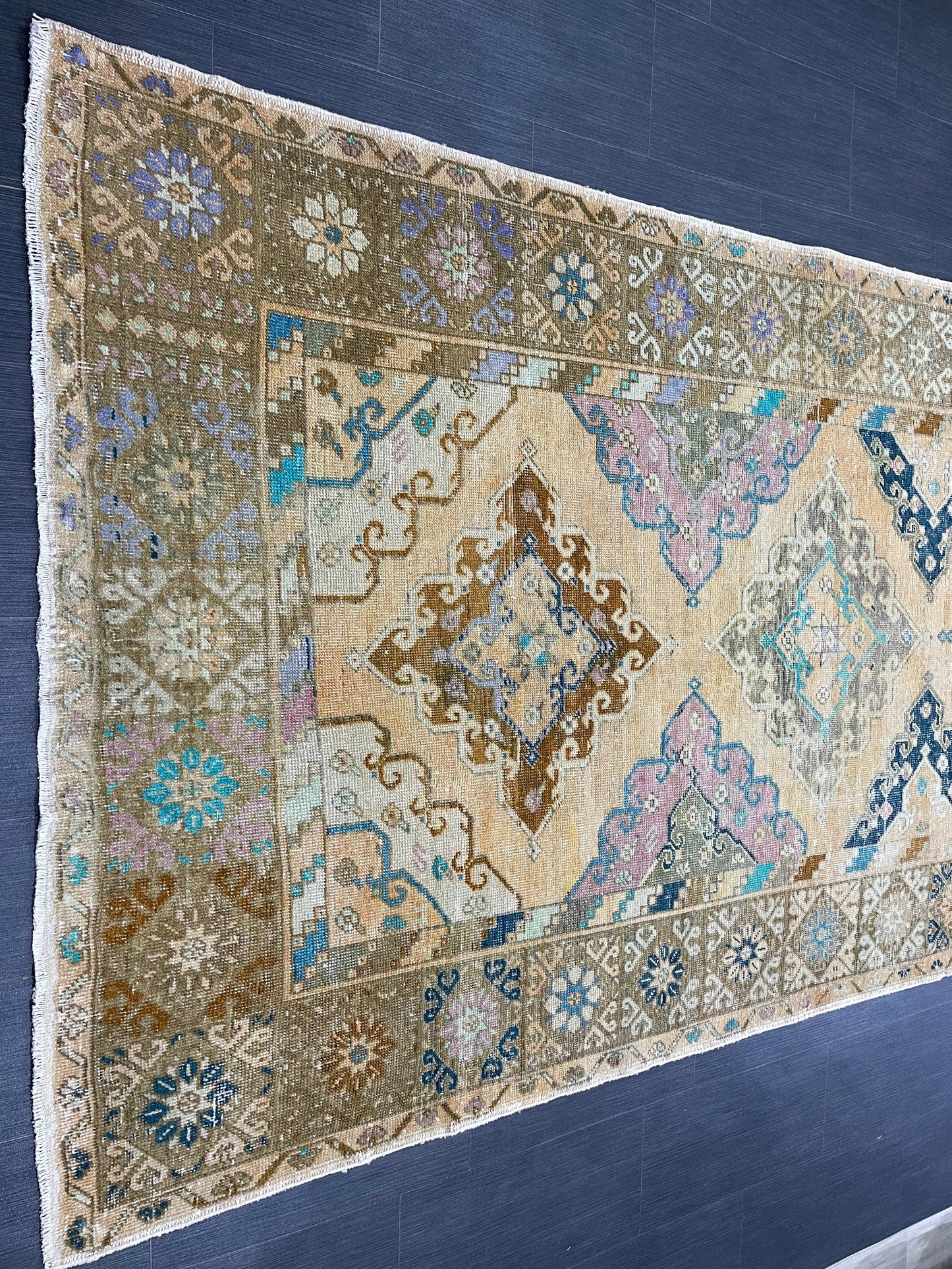 Vintage Hand Knotted Vintage 5 x 13.2 Runner Oushak Runner Rug Turkish Runner Rug Vintage Runner Rug Star Kitchen Runner Natural Wool Runner