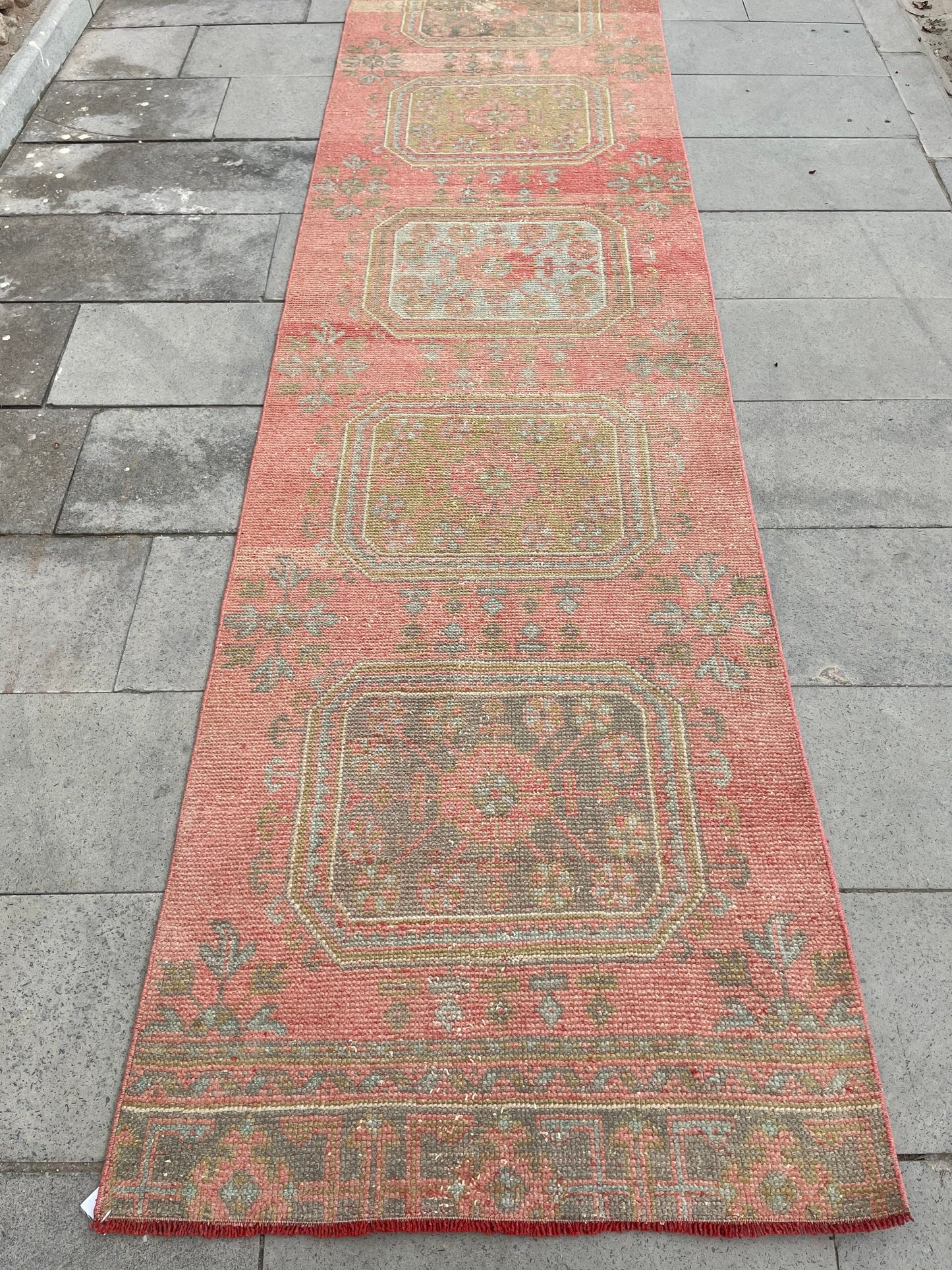 Wool Extra Long Turkish Runner Rug, Very Long Oushak Runner 2.7 x 18.9 ft Rug, Vintage Runner Rug, XL Handmade Runner Rug Staircase carpet