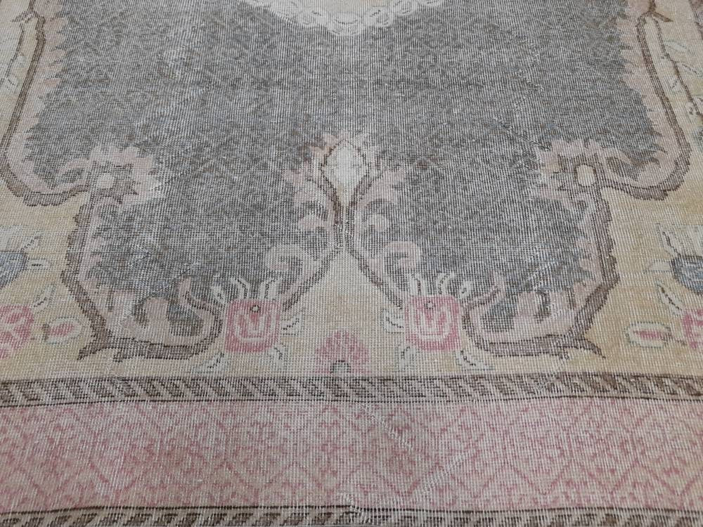 Floral Vintage OUSHAK RUG Antique TURKISH Rug Vintage Distressed Oriental Rug 6.6 x 10.4 Wool  Rug Hand Made Vintage Rug 7x10 Turkish Rug