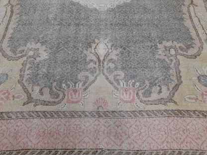 Floral Vintage OUSHAK RUG Antique TURKISH Rug Vintage Distressed Oriental Rug 6.6 x 10.4 Wool  Rug Hand Made Vintage Rug 7x10 Turkish Rug