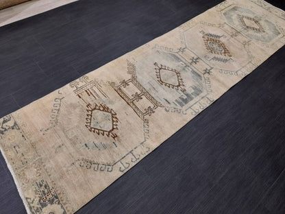 Muted Vintage Runner Rug 2.7 x 10 Muted Turkish Runner Rug Oriental Runner Rug Hallway Runner Rug Kitchen Runner Rug Persian Runner