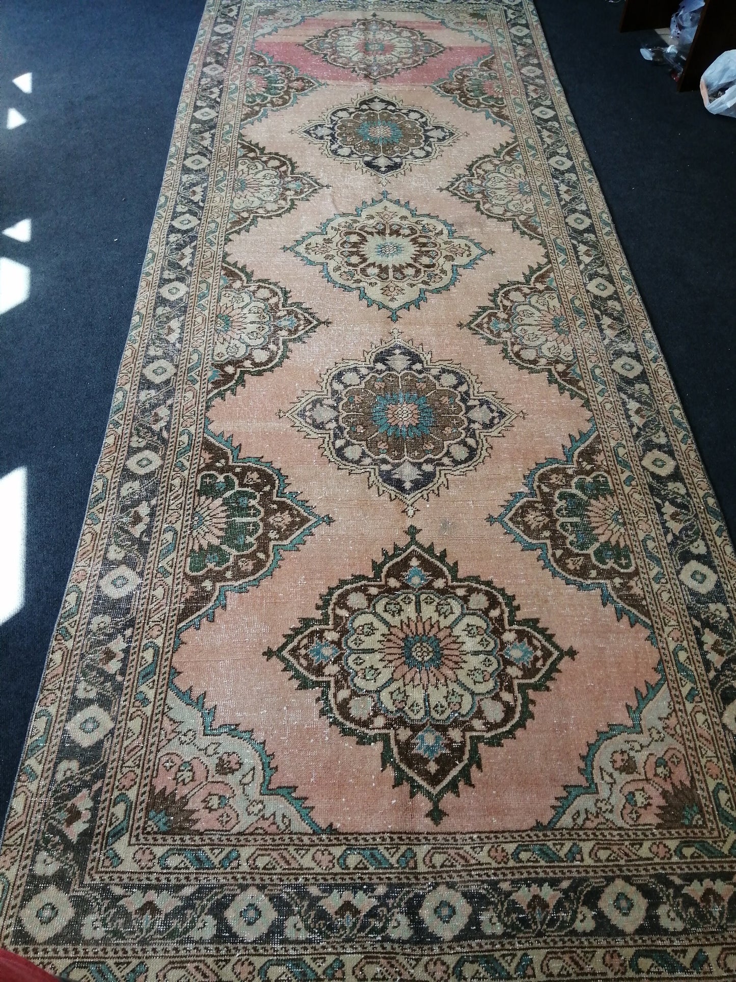 4.8 x 12.6 Oushak Runner Rug Turkish Runner Rug Vintage Runner Rug Hallway Runner Rug Kitchen Runner Rug Wool Runner Rug Wool Oriental  Rug