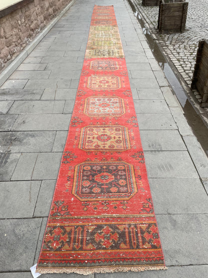 Vintage Staircase Runner Rug 2.3 x 28.4 ft Extra Long TURKISH Runner Rug Vintage Runner Rug Runner Rug  Runner Hand Knotted Runner