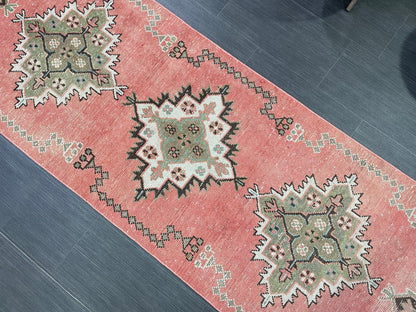 Vintage Runner Rug, Handmade 2.6 x 11 Runner Rug, Hand Knotted Runner Rug, Hallway Runner Rug, Kitchen Runner Rug Wool Runner