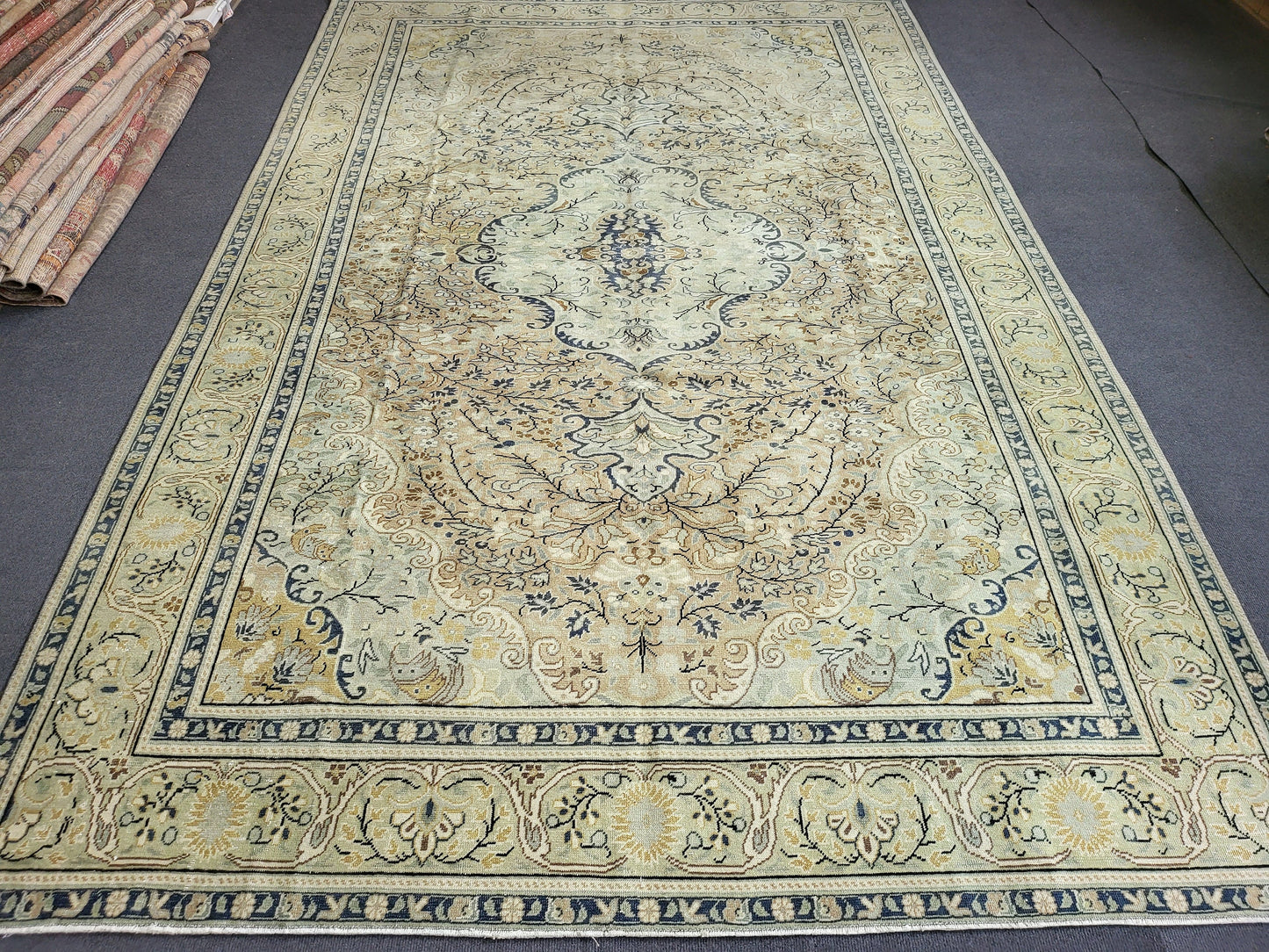 Persian RUG Oriental 6.2 x 9.7 Rug Large Area Rug, VINTAGE Rug, Turkish Low Wool Pile Rug,Hand Knotted Rug Antique Rug Muted Anatolian Rug