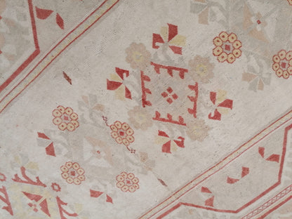 6.6 x 10.5 Muted soft colors rug , faded oushak rug, pastel turkish rug, rustic tribal rug retro style rug