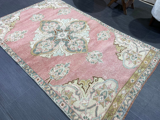 Vintage Turkish RUG, Oushak Rug, 3 x 4.9 Vintage Rug, Antique Rug, Handmade Rug, Hand Knotted Rug Bohemian Rug Wool Rug