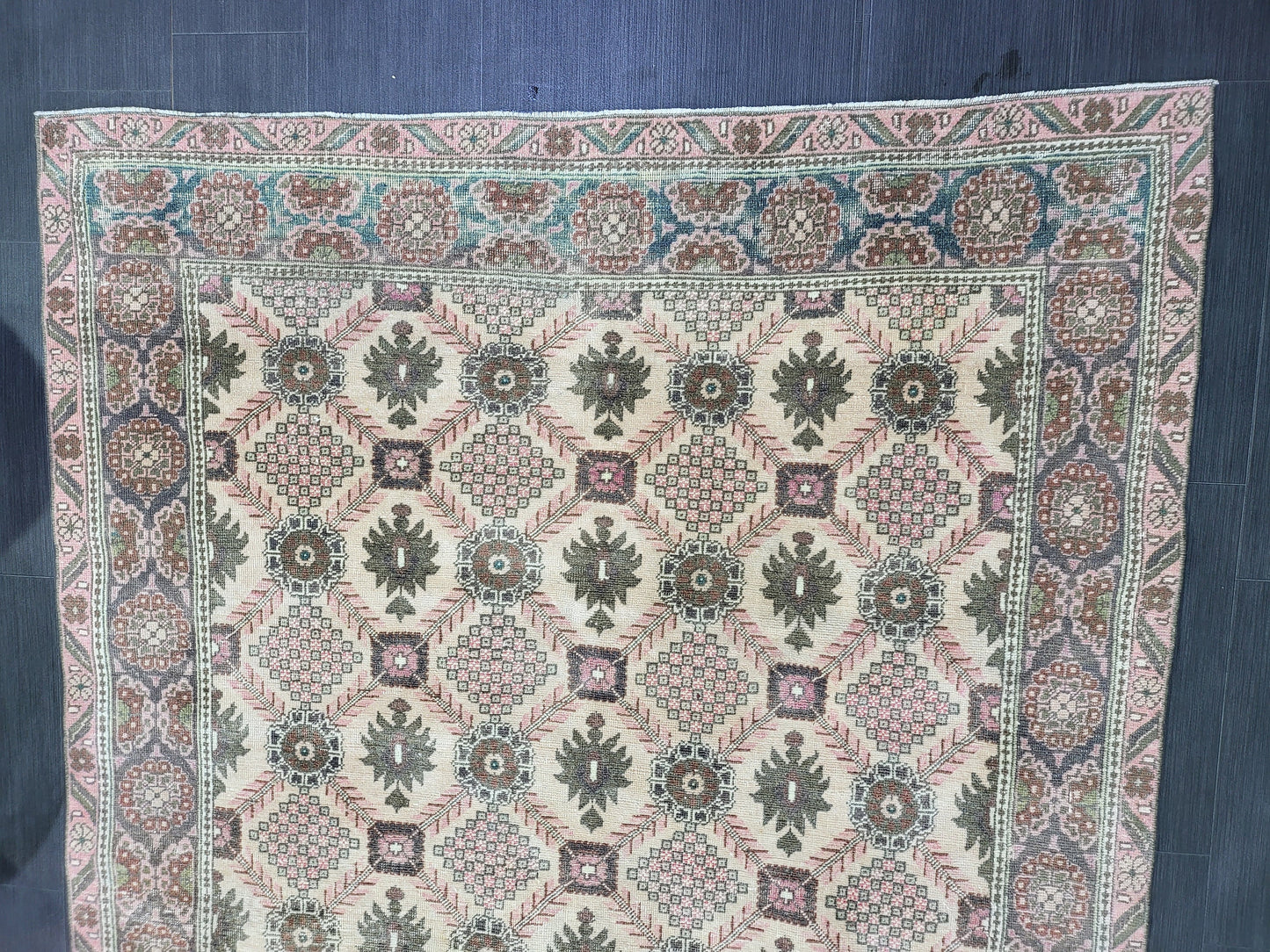 Antique Fine Knotted Rug, 5.3 x 8.2 Vintage Rug, Turkish Wool Rug, Oushak Rug Fine Rug, Hand Knotted Rug, Persian Rug, Handmade Rug