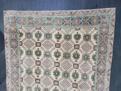 Antique Fine Knotted Rug, 5.3 x 8.2 Vintage Rug, Turkish Wool Rug, Oushak Rug Fine Rug, Hand Knotted Rug, Persian Rug, Handmade Rug