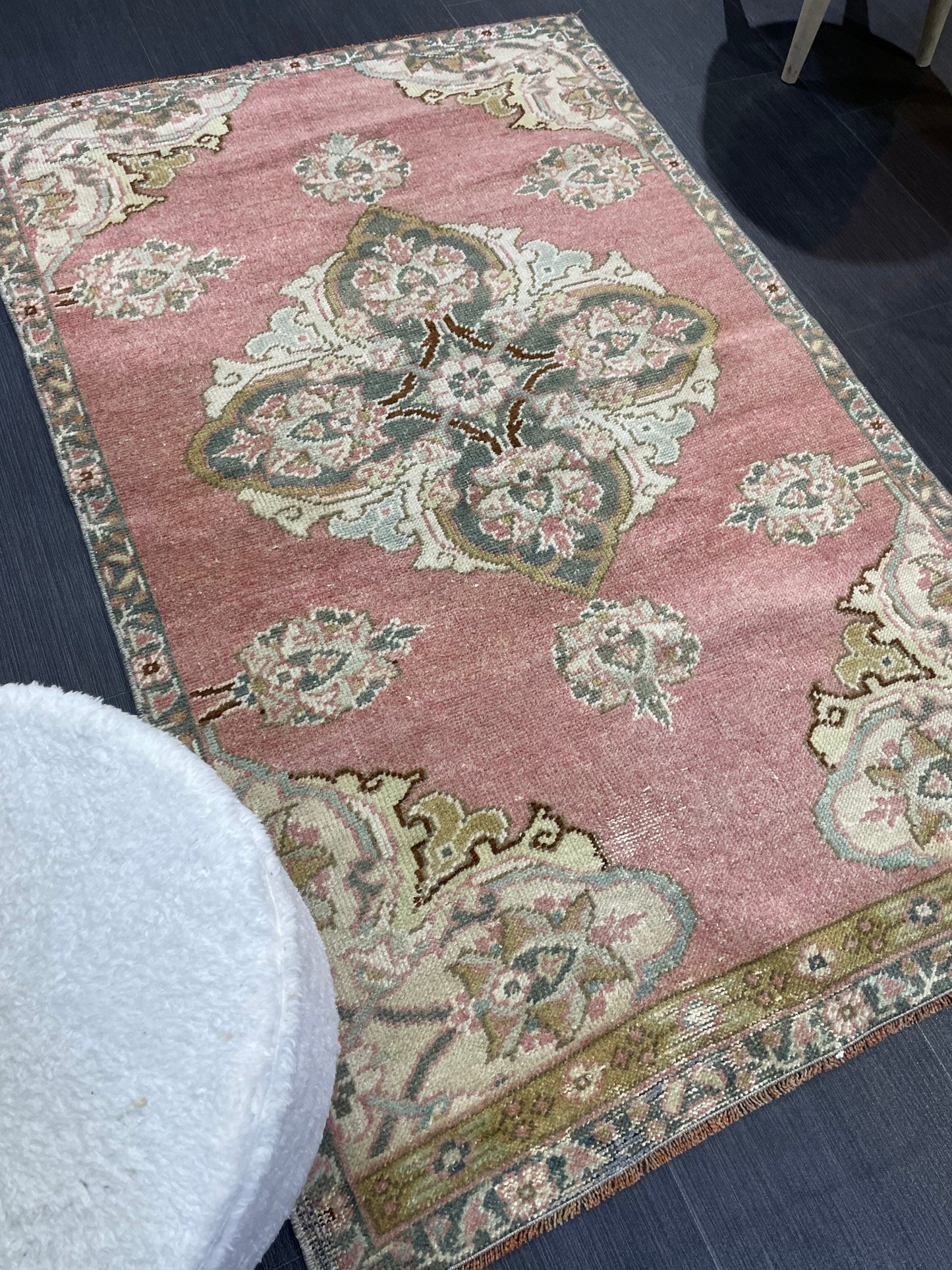 Vintage Turkish RUG, Oushak Rug, 3 x 4.9 Vintage Rug, Antique Rug, Handmade Rug, Hand Knotted Rug Bohemian Rug Wool Rug