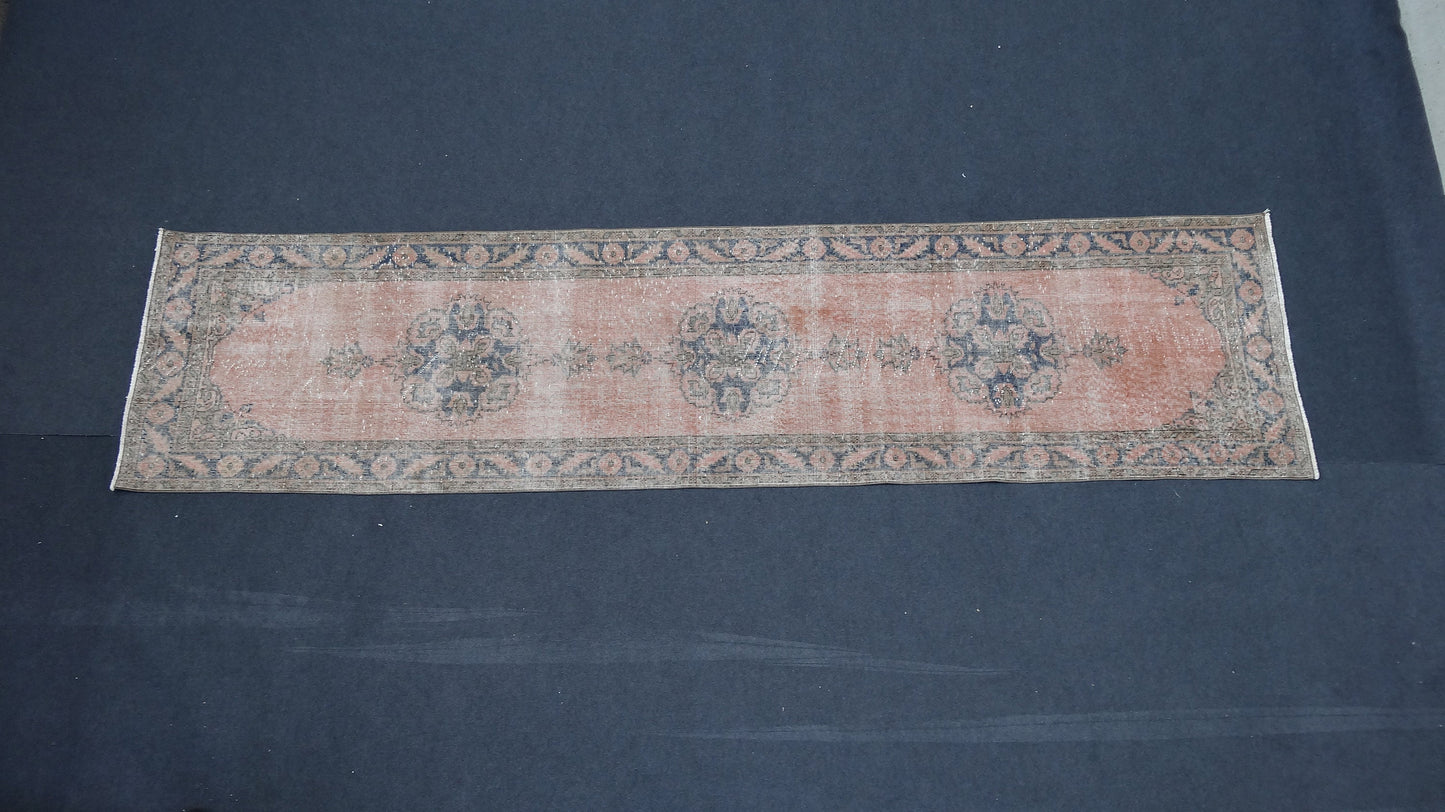 Runner rug, distressed vintage rug, hallway runner rug 141x34 inches