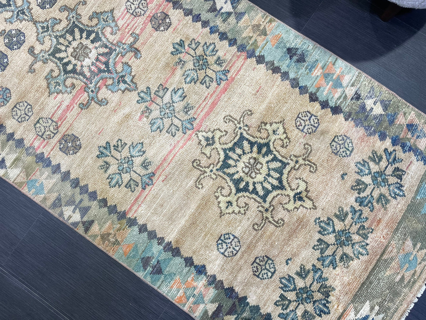 Vintage Runner Rug, 3x9 TURKISH Muted Runner Rug, Vintage Oushak Runner Rug, Quality Fine Runner Rug,Wool Oriental Runner Antique Runner Rug