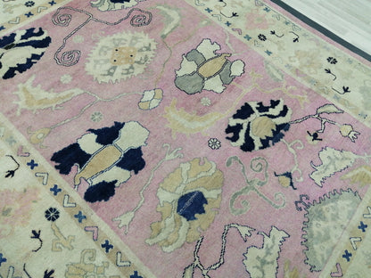 9x11.8 OUSHAK RUG, TURKISH Oushak Rug, Vintage Oushak  Rug, Rug, Wool Vintage Rug Hand Made Rugs, Made In Turkey Oushak Rug, 9x12 high Pile