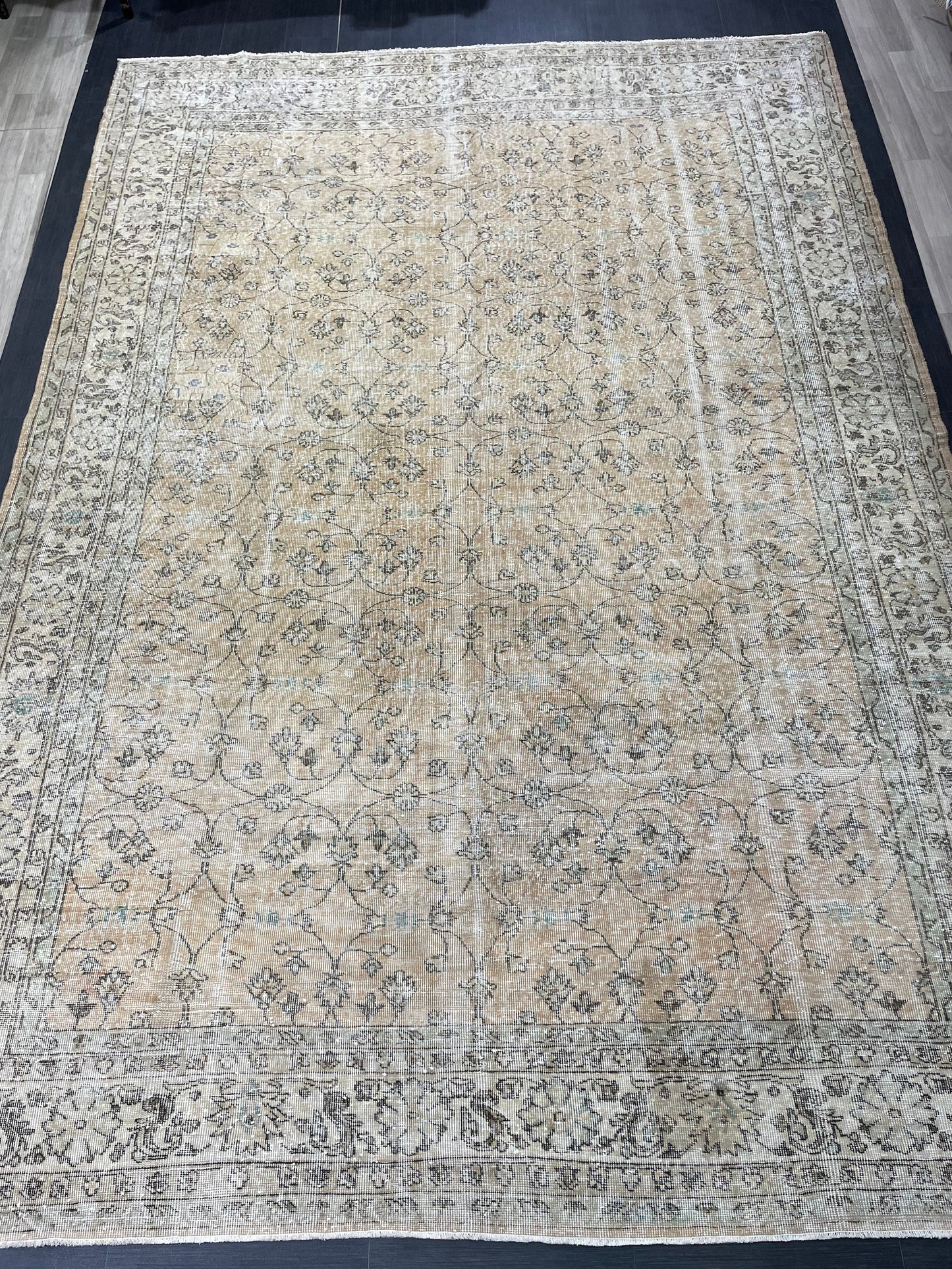 Large Vintage RUG 8.8 x 12.6 TURKISH Oushak Rug Distressed Persian Rug Wool Hand Knotted Rug 9x13 Handmade Rug Vintage ANATOLIA Rug