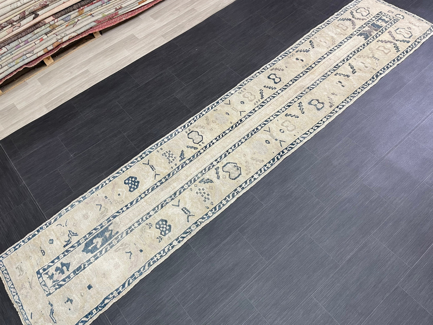 Muted Vintage Runner Rug 2.4 x 11.6 Muted Turkish Runner Rug Hand Made Runner Rug Vintage Runner Rug Hallway Runner Rug Kitchen Runner