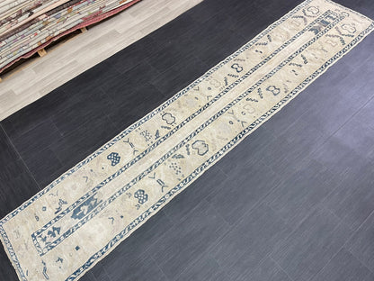 Muted Vintage Runner Rug 2.4 x 11.6 Muted Turkish Runner Rug Hand Made Runner Rug Vintage Runner Rug Hallway Runner Rug Kitchen Runner