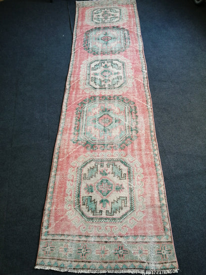 3x12 Oushak Runner Rug Turkish Runner Rug Pink Vintage Runner Rug Hallway Runner Rug Kitchen Runner Rug Wool Runner Rug Wool Rug