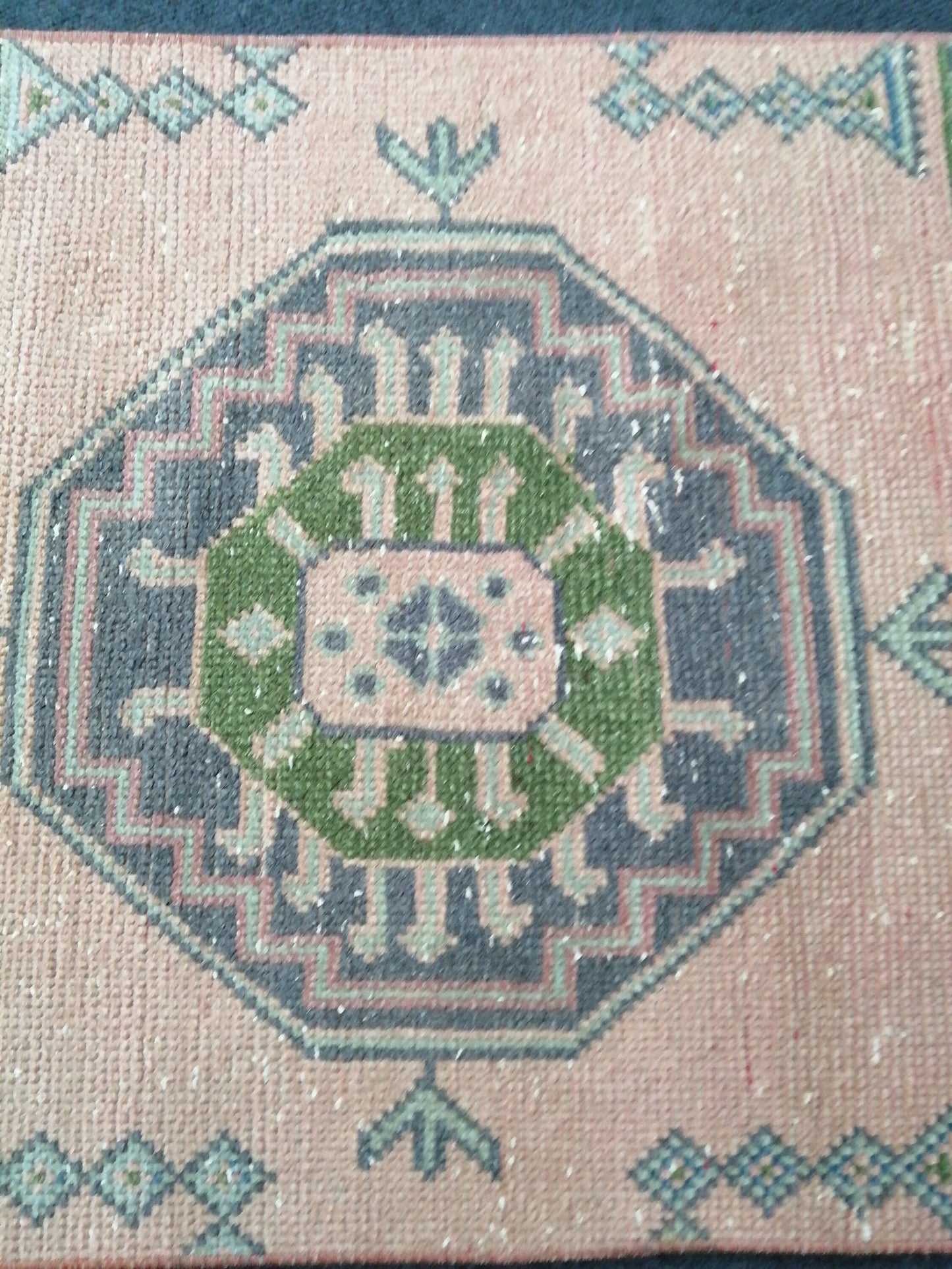 2.3 x 11.2 Oushak Runner Turkish Runner Rug Vintage Runner Rug Hallway Runner Rug Turkish Rug Runner Wool Runner Rug Green and Pink Runner